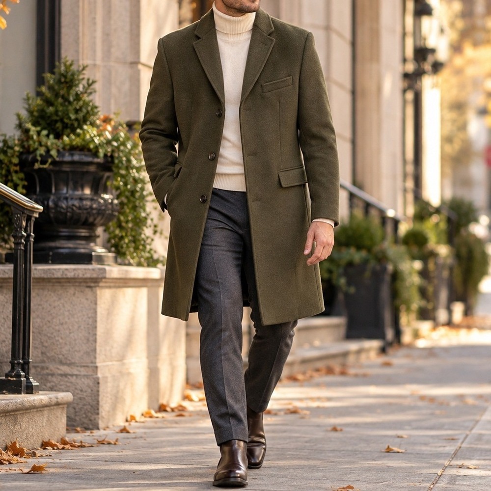 J.Crew Thompson Mens 38 NWT Olive Wool Blend Winter Topcoat Overcoat